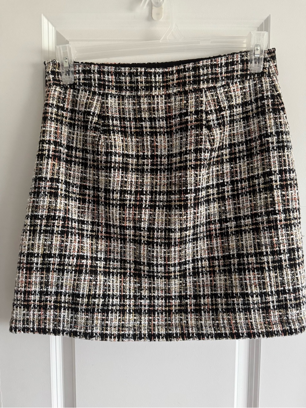 LOFT Black and White Tweed Mini Skirt - Picture 3 of 8